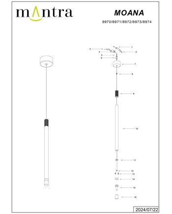 MOANA * COLGANTE 1L LED 7W - ORO ROSA